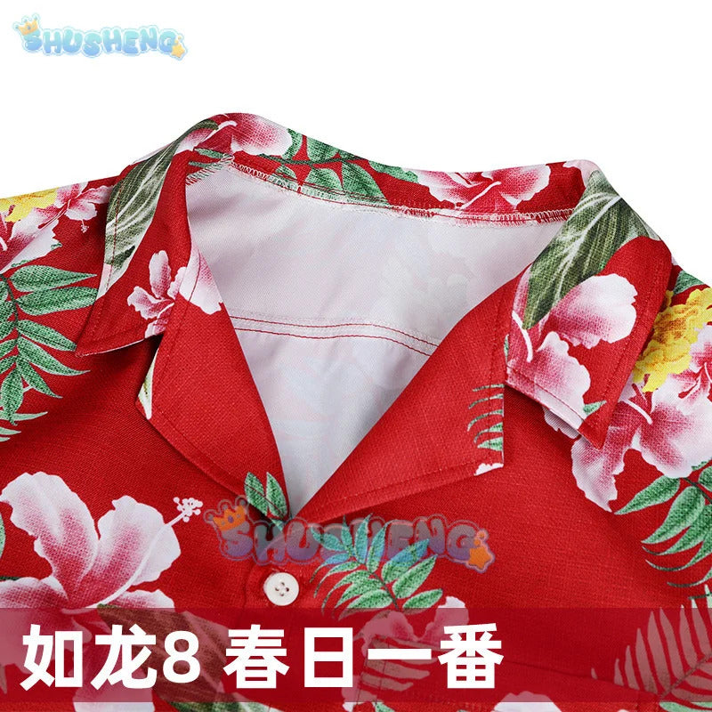 Game Kasuga Ichiban Cosplay Like a Dragon: Infinite Wealth Cosplay costume T-shirt Short-sleeved shirts Prop Party play For Men