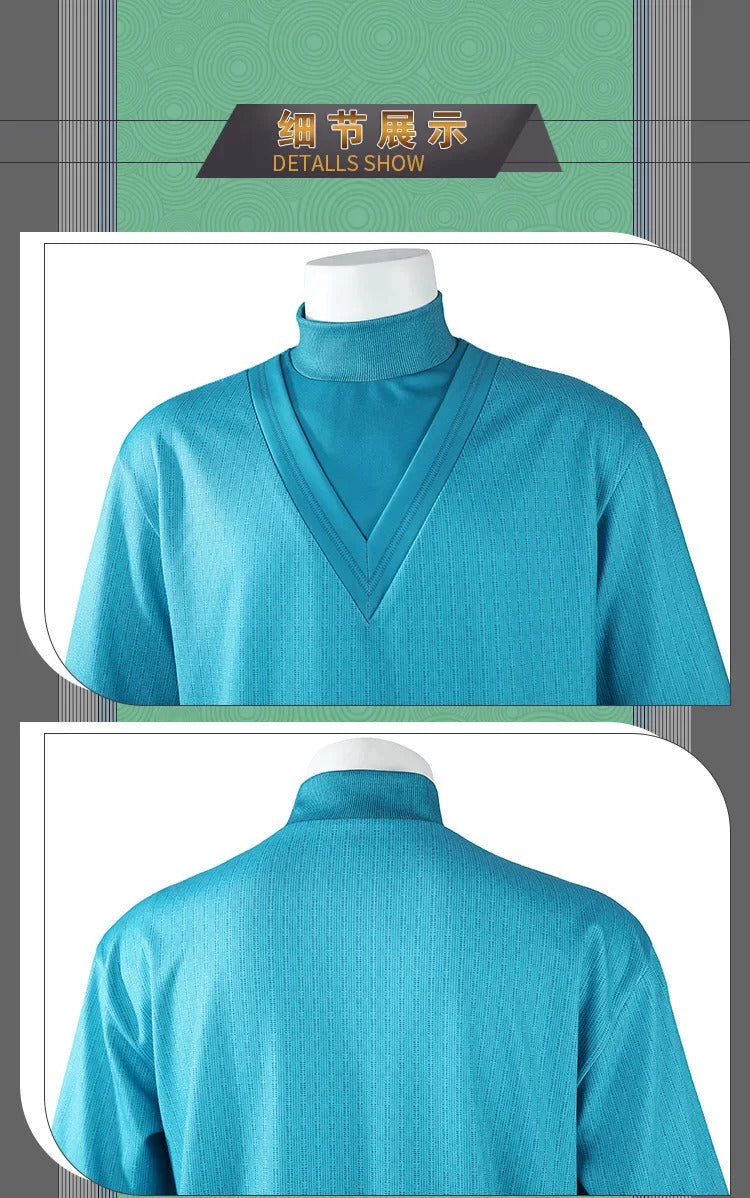 Steve Movie Cosplay Costume Halloween Carnival casual blue short sleeved men's and women's fashionable T-shirt
