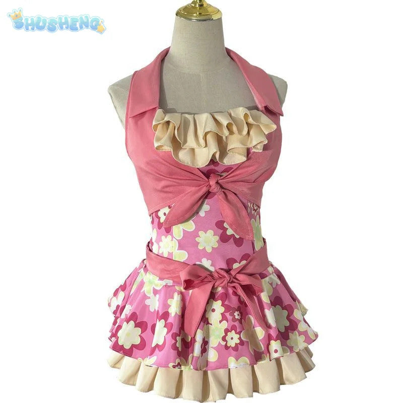 Anime Hoshimiya Ichigo Aikatsu!Cospaly Costume Halloween pink sweet dress vest belt prop set beach women New swimsuit uniform