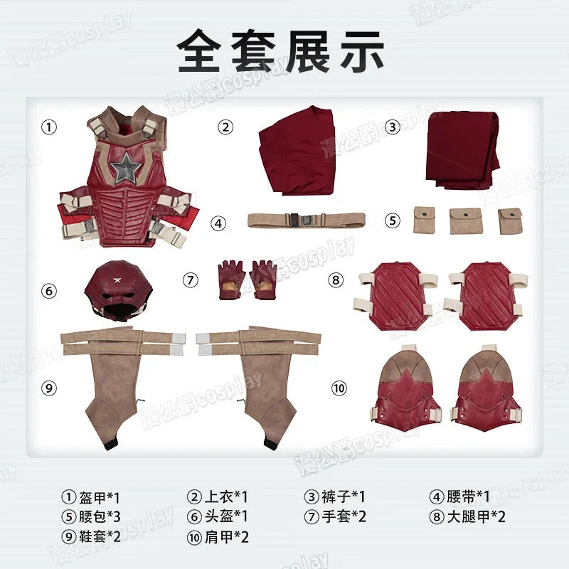Movie Thunderbolts Red Guardian Cosplay Costume Uniform Halloween Carnival Party Christmas Play Role Clothes Clothing for Men