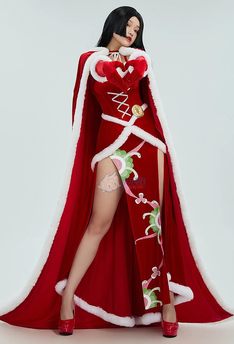 Anime OP Boaa Hancockk Cosplay Costume Women Sexy Christmas Party Dress Accessory Set Winter Warm High Quality Boa·Hancock suit