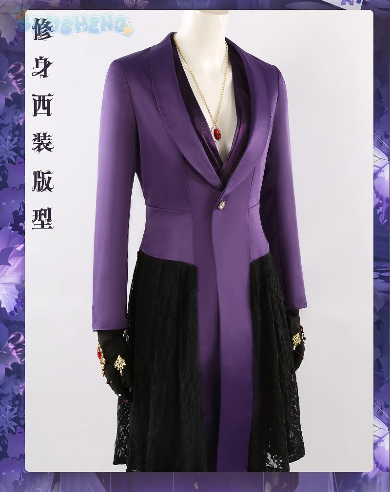 Game Twisted Wonderland Cosplay Vil Schoenheit Costume Tail necklace gloves purple gorgeous sexy dress Halloween uniform XS-XXXL