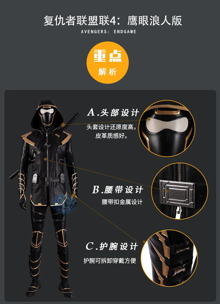 Superhero Hawkeye Cosplay Ronin Costume Shoes masks Thanos Outfits Hoodie Luxious Uniforms Party Carnival for Adult Men Any Size