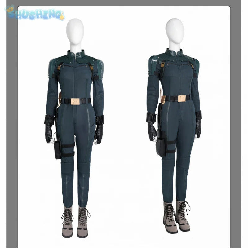 Shusheng-R Black Widow Thunder Cos bolts Yelena Belova Cosplay White Widow Costume Women jumpsuit shoes belt gloves Halloween full set
