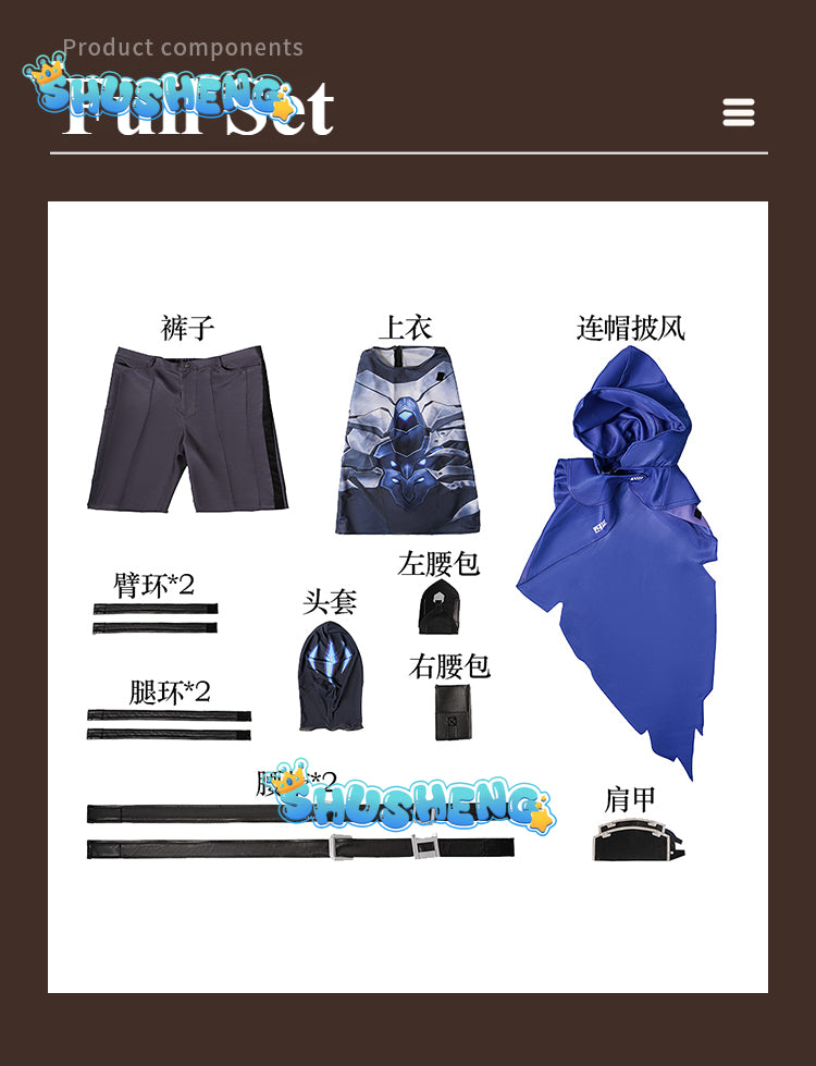 Valorant Omen Cosplay Costume Role Play Pants Hat Belt Outfits Men Halloween Carnival Party Suit