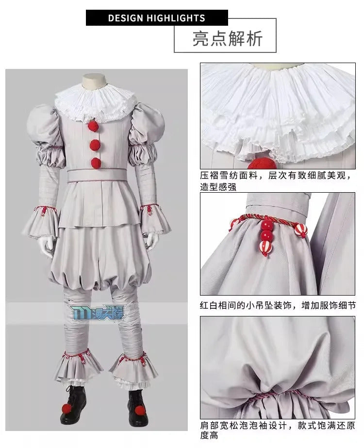 Movie Chapter Two Pennywise Cosplay Costumes Clown joker Halloween Mask Adult Kids Children Gift Home Clothes Super Cos Suits