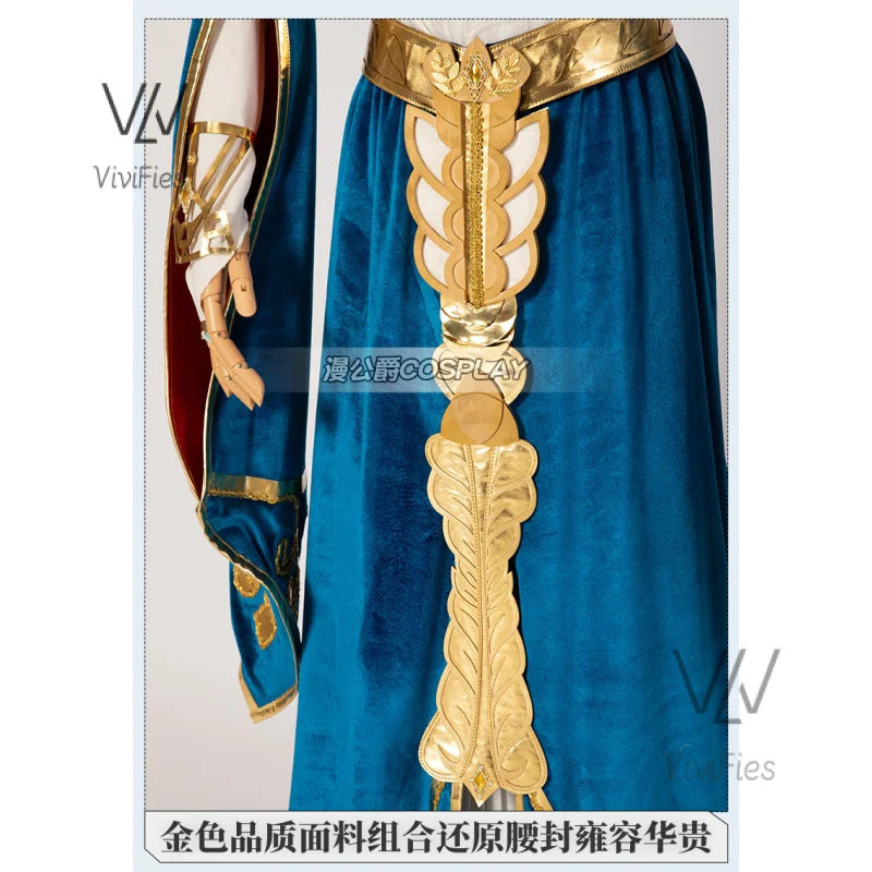 Blue velvet princess dress Zelda cosplay costume woman top skirt outfit full set and wig are sold custom size