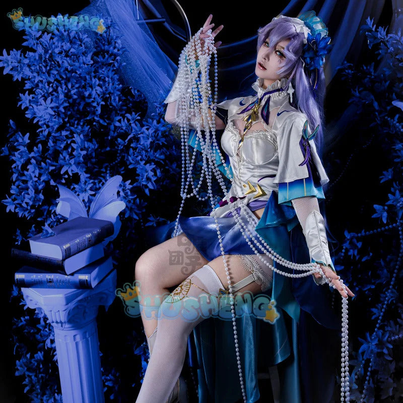 Shusheng-R Wuthering Waves Cantarella Cosplay Costume Wig Dress Headwear Earrings Rinascita Fisalia Family Halloween Party for Women Girls