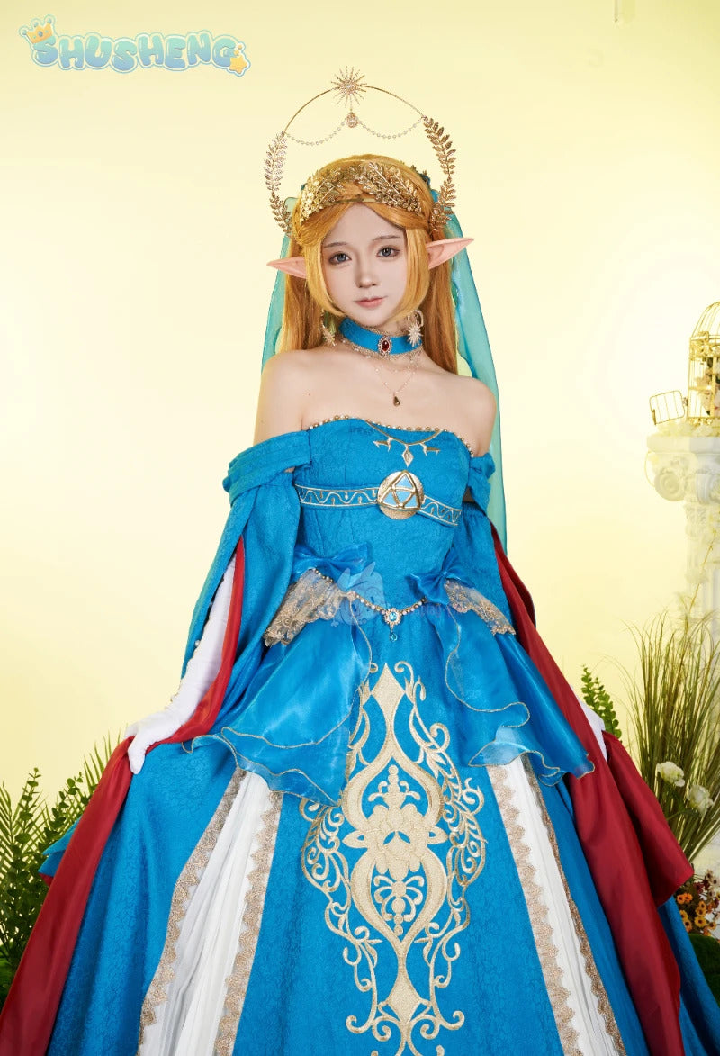 Zelda Cosplay Costume Halloween party wig Elf ears Accessories gorgeous cute Lolita dress Zelda princess Woman set