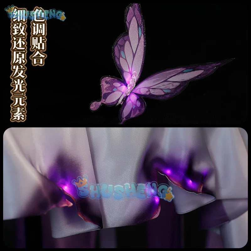 Honkai Star Rail Castorice Cosplay Costume Wig Dress Headwear Earrings Butterfly Props Halloween Party for Women Girls Carnival