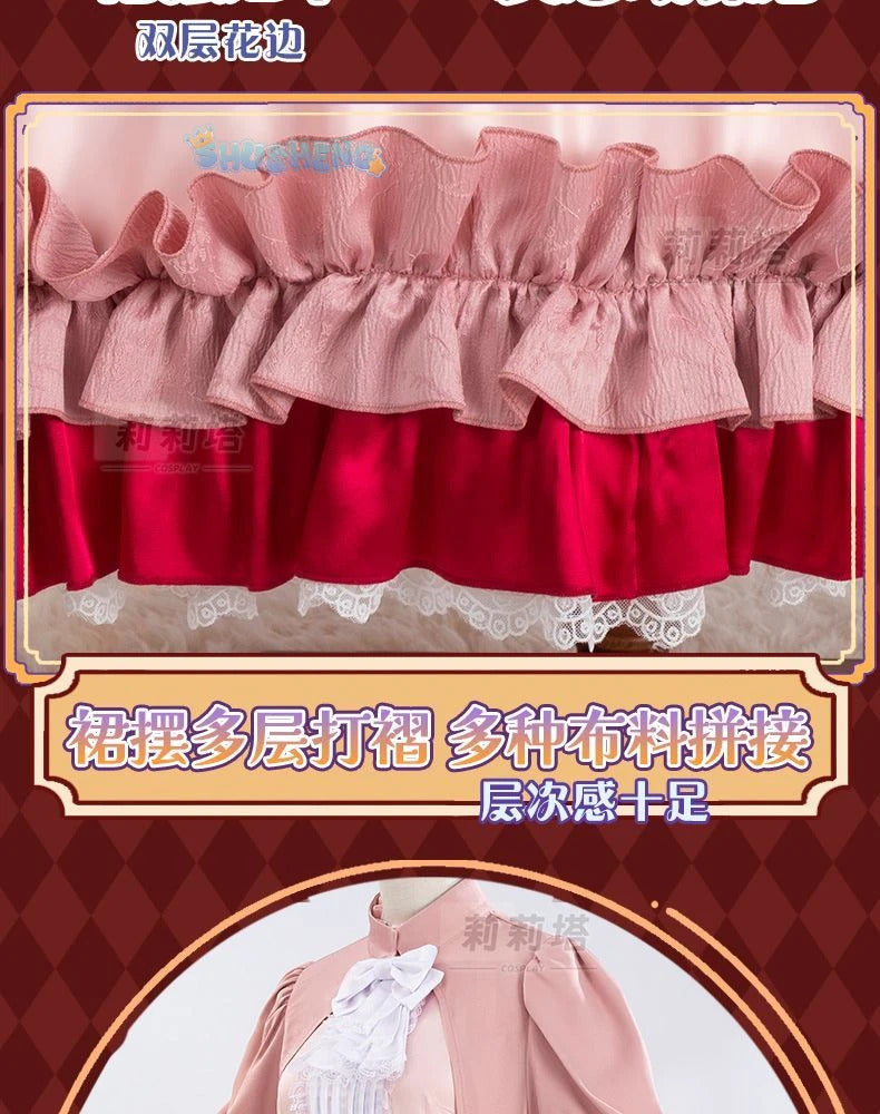 Victoric de Blois Cosplay costume Wig Anise Gosick Pink Dress Maid Lola Uniform Cloak hairpin Halloween Party Girls Women