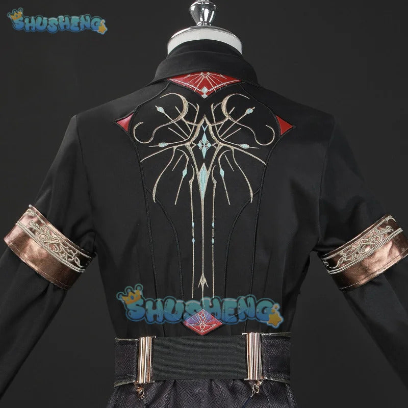 Shusheng-N Love and Deepspace Xavier Cosplay Costume Black Hunter Uniform Shimmering Moonlight Halloween Party Women Men Carnival