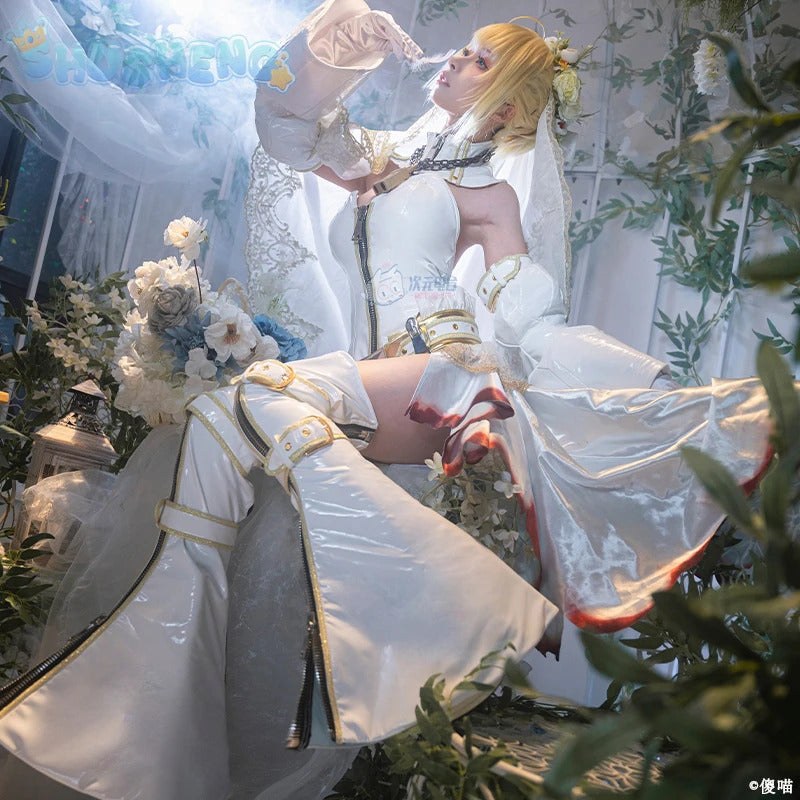Saber Game FGO Cosplay Fate/Grand Order Costume Elegant gorgeous leather jumpsuit tail headband props Halloween part full set