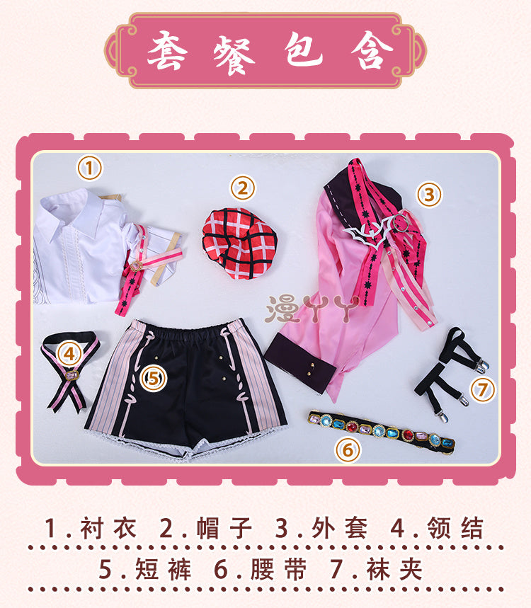 Aster Role-playing Costume Game Nu Carnival Aster Cosplay Outfits Halloween Party Set Short Pink Hair Role Play