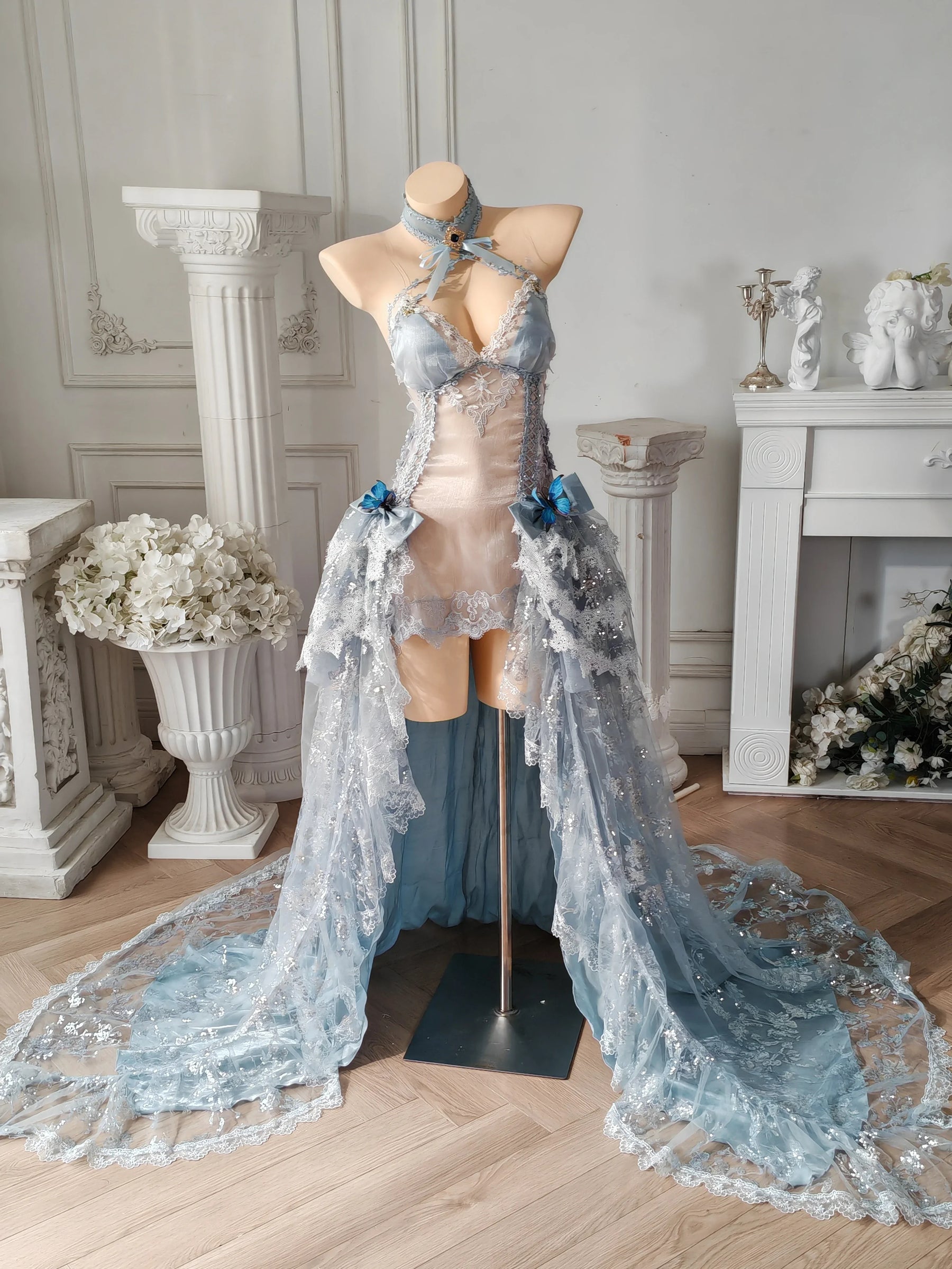 Anime HMS Cheshire Azur Lane Cosplay Costume Women 2025 New Wedding Long Dress Headwear Gloves Props Wig Uniform Halloween Set