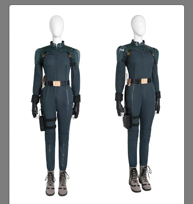 Shusheng-R Black Widow Thunder Cos bolts Yelena Belova Cosplay White Widow Costume Women jumpsuit shoes belt gloves Halloween full set