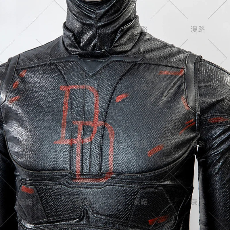 Superhero Matt Murdock Movie Daredevil 2 Cosplay Costume Halloween Men High Quality Leather Tight jumpsuit Gloves Props New Set