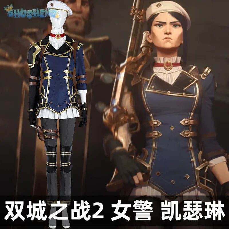 Shusheng-R Caitlyn Vi Cosplay Costume Game LOL Cosplay Women Uniform LOL Plus Size Vi Cosplay Costume Halloween