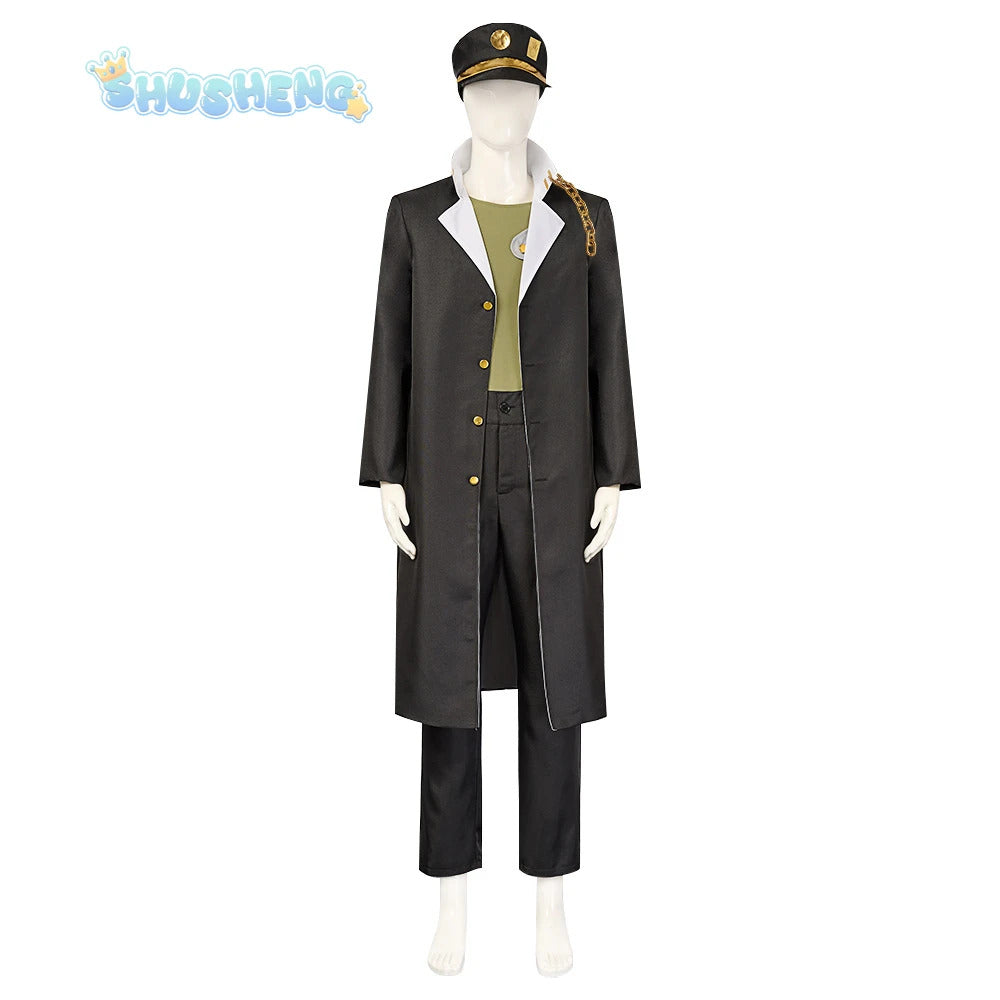 Anime JoJo's Bizarre Adventure Kujo Jotaro Cosplay Costume Hat vest coat belt Halloween carnival Woman man full set uniform