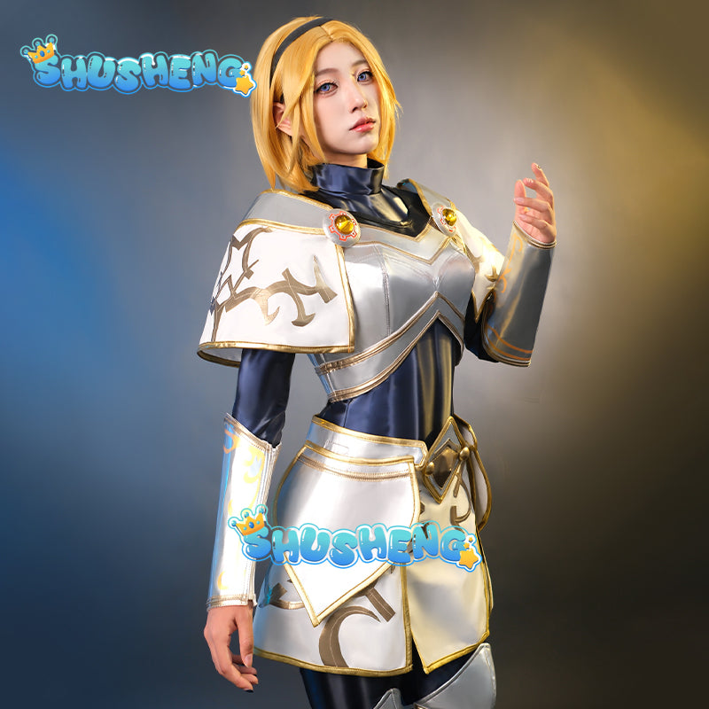 League of Legends Lux Cosplay Costume The Lady of Luminous Magical College Girl Uniform Full Set with Golden Wig for Halloween