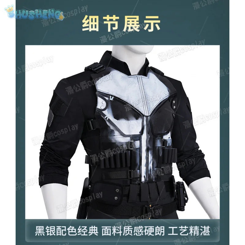 Movie Frank Castle Cosplay Daredevil Cos Born Again Costume Halloween Men's Fantasy Uniform Coat Pants Props Shoes Handsome Set