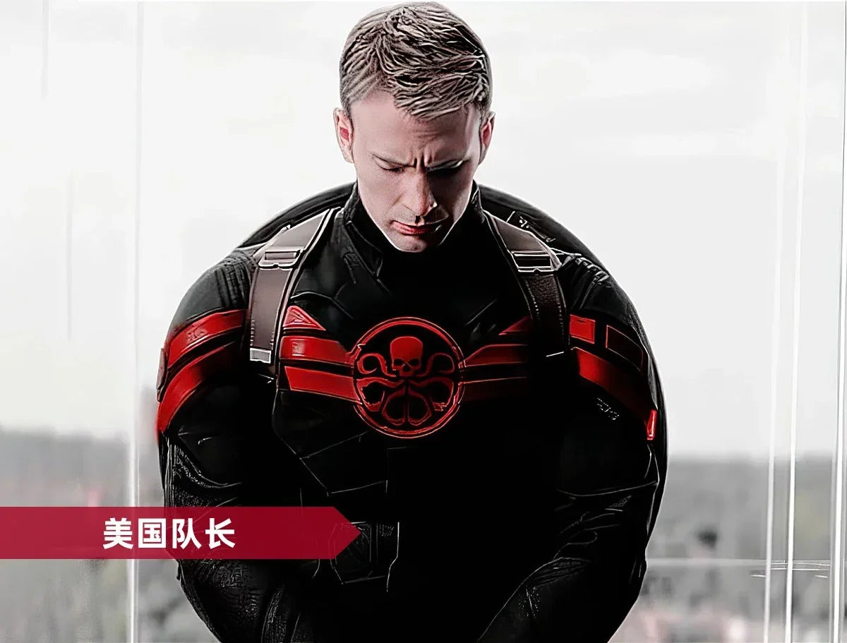 Movie Superhero Steven Rogers Captain Cosplay Hydra Costume Mask Shawl Gloves Pants Waist Bag Shoe Cover Halloween Men Uniform