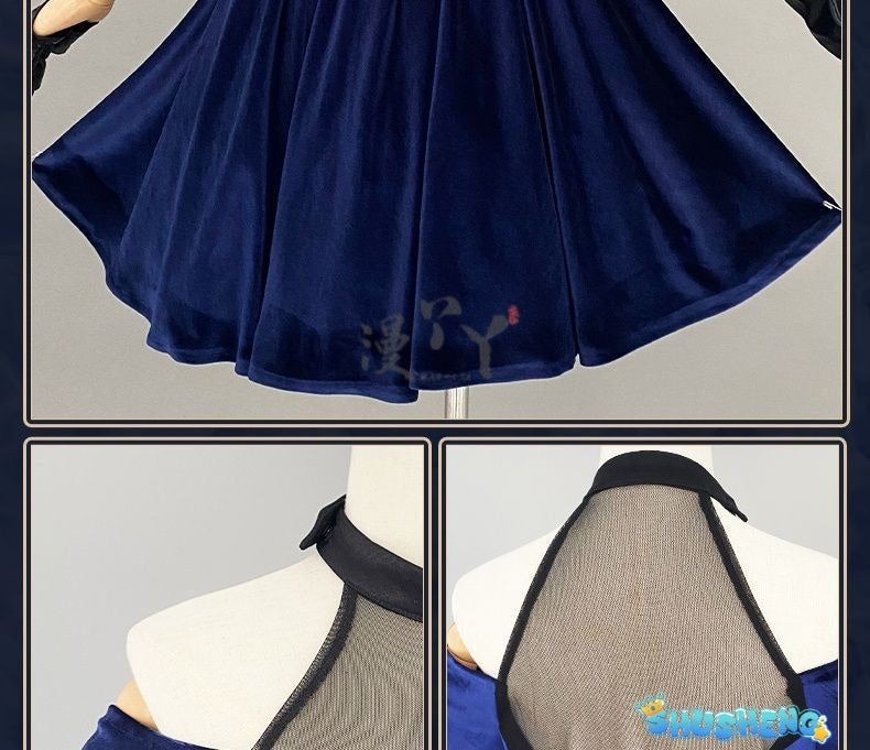 Anime Alien Stage Cosplay Mizi Cosplay Costume Wig Halloween Anime Clothes Game Outfits Stage Black Gorgeous Dress Women