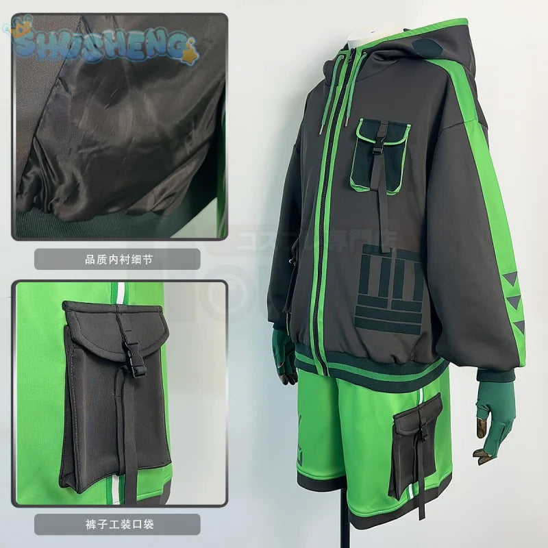 Mob Psycho 100 Cosplay Kageyama Shigeo Costume Handsome long sleeved hooded jacket pants wig Halloween party uniform Man set