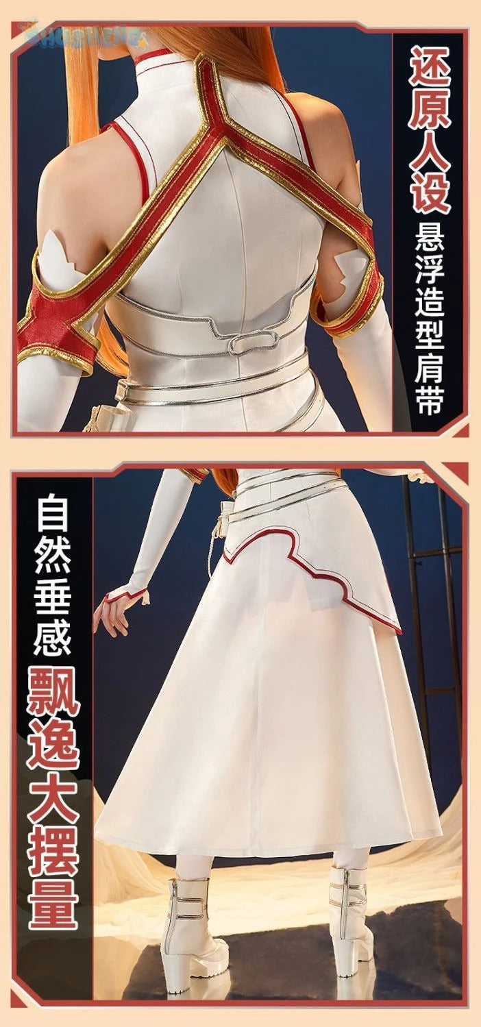 Yuuki Asuna Cosplay Anime Sword Art Online Yūki Asuna Cosplay Costume Woman Roleplay Halloween Uniforms Sets Wig Shoes Dress