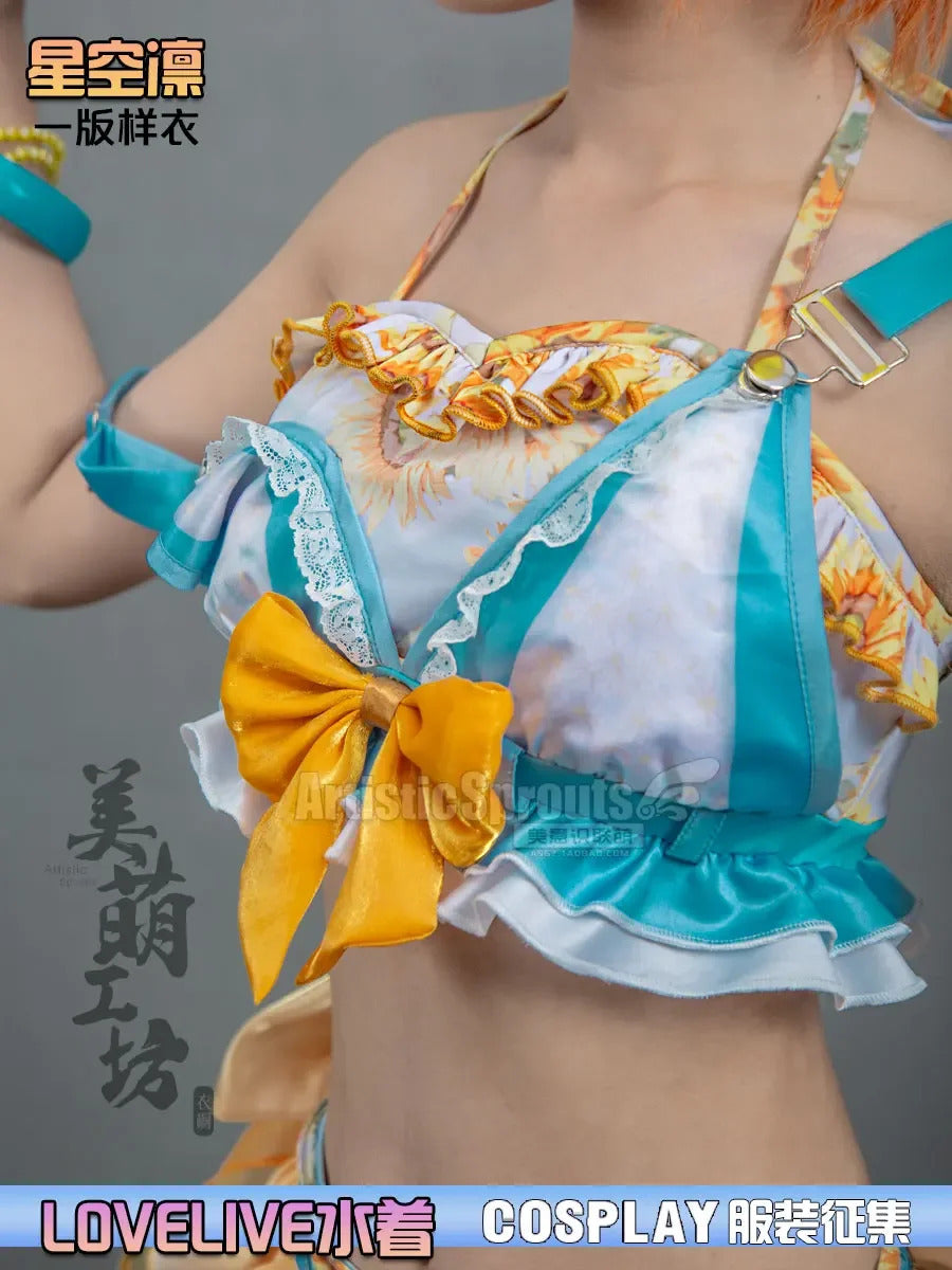 Anime LoveLive! Rin Hoshizora Cosplay Costume Women Halloween Party Sweet Top Skirt Headwear Set Summer Vacation Beach swimwear