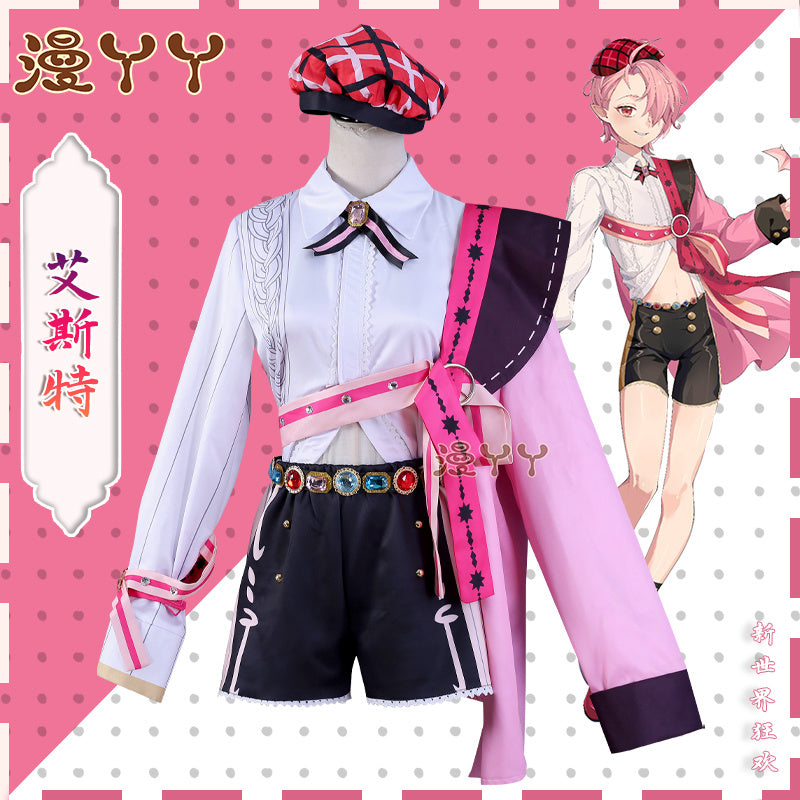 Aster Role-playing Costume Game Nu Carnival Aster Cosplay Outfits Halloween Party Set Short Pink Hair Role Play
