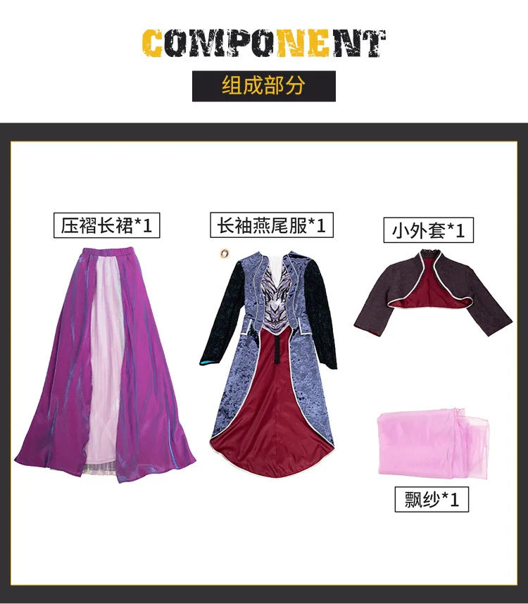 Movie Agatha Harkness Cosplay Agatha Cos All Along Costume New Elegant Dress Coat Shawl Accessories Set Christmas Party Full Set