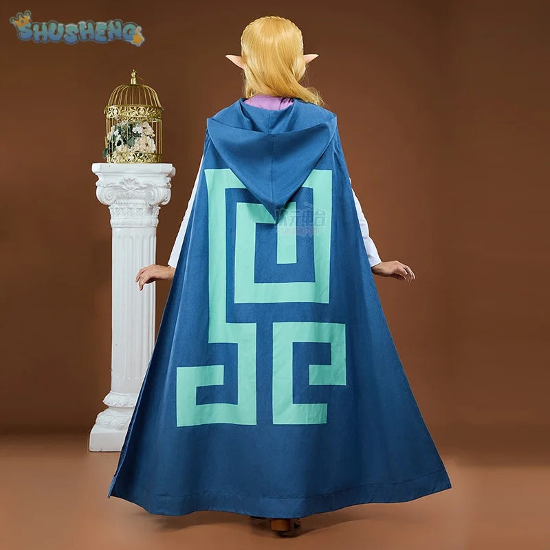 Shusheng-R Game Zelda Cosplay Princess Zelda Costume Coat, cloak, ear accessories, dress set Halloween party casual Woman Man uniform