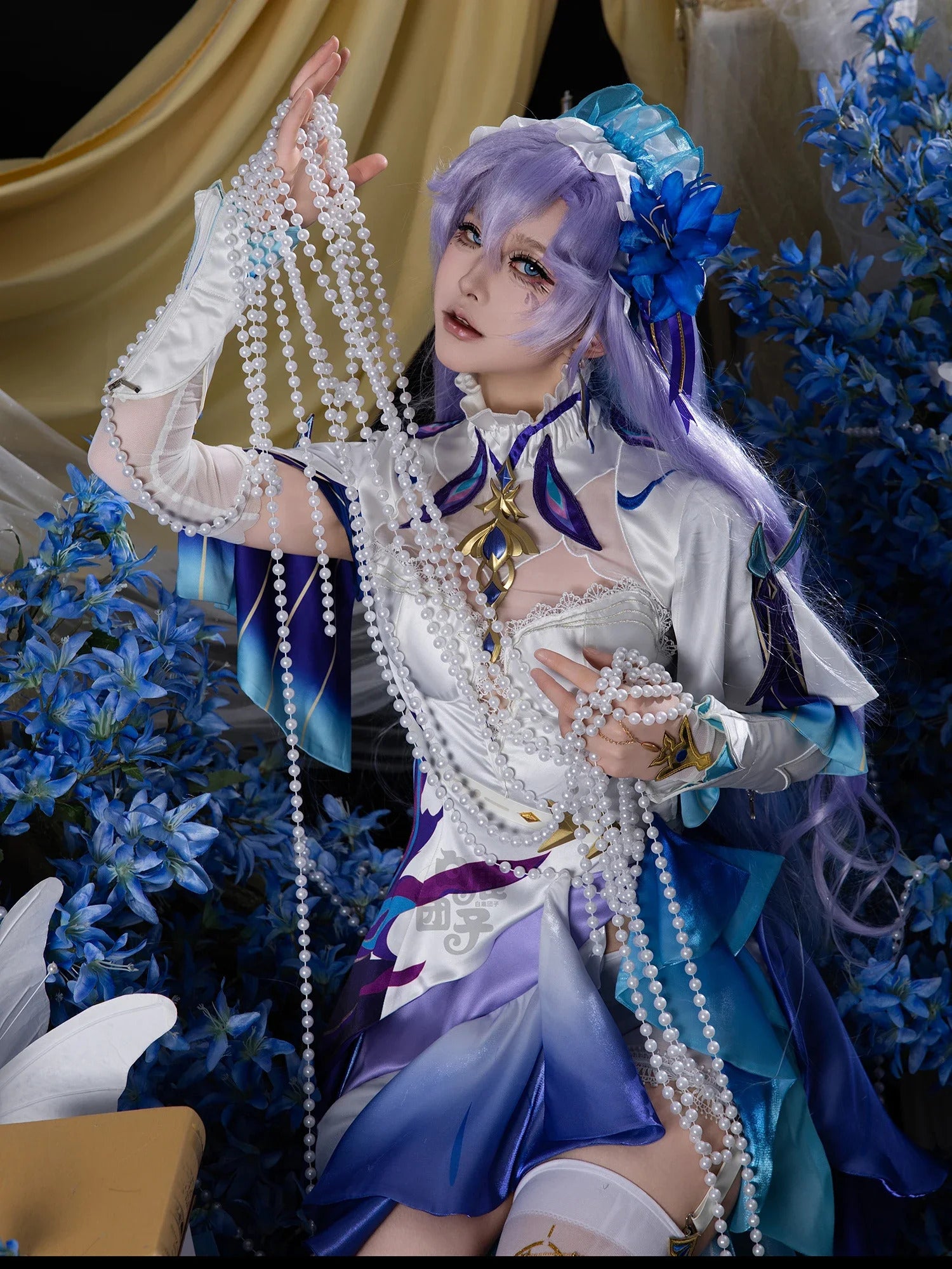 Shusheng-R Wuthering Waves Cantarella Cosplay Costume Wig Dress Headwear Earrings Rinascita Fisalia Family Halloween Party for Women Girls