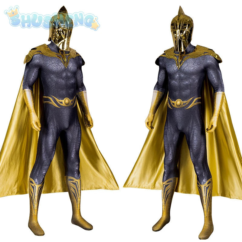 Movie Black Adam Cosplay Teth-Adam Costume Doctor Cos Fate Jumpsuit Headwear Cloak Halloween Party Men Combat Uniform Set