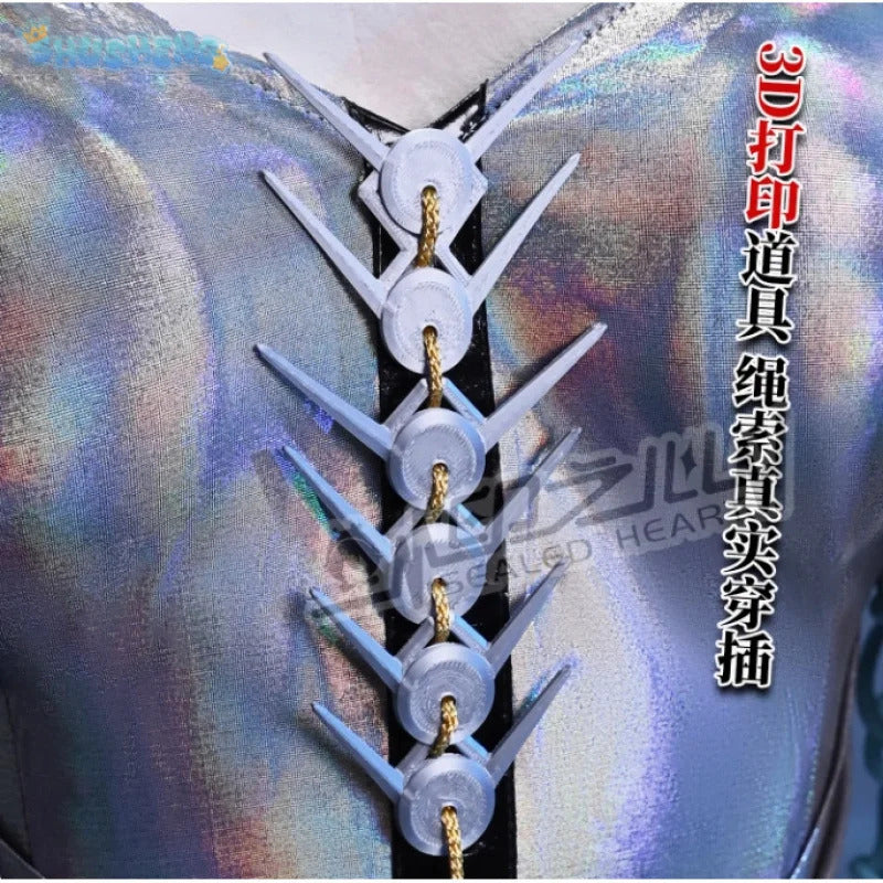 Game Reverse:1999 Hissabeth Cosplay Costume Halloween party laser leather dress jacket props wig accessories women sexy new set