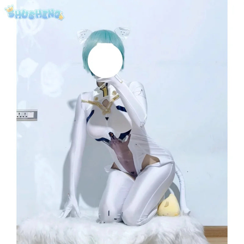 Game Azur Lane Admiral Nakhimov Cosplay Costume Women's sexy white tight fitting clothes tail props wig set Halloween uniform