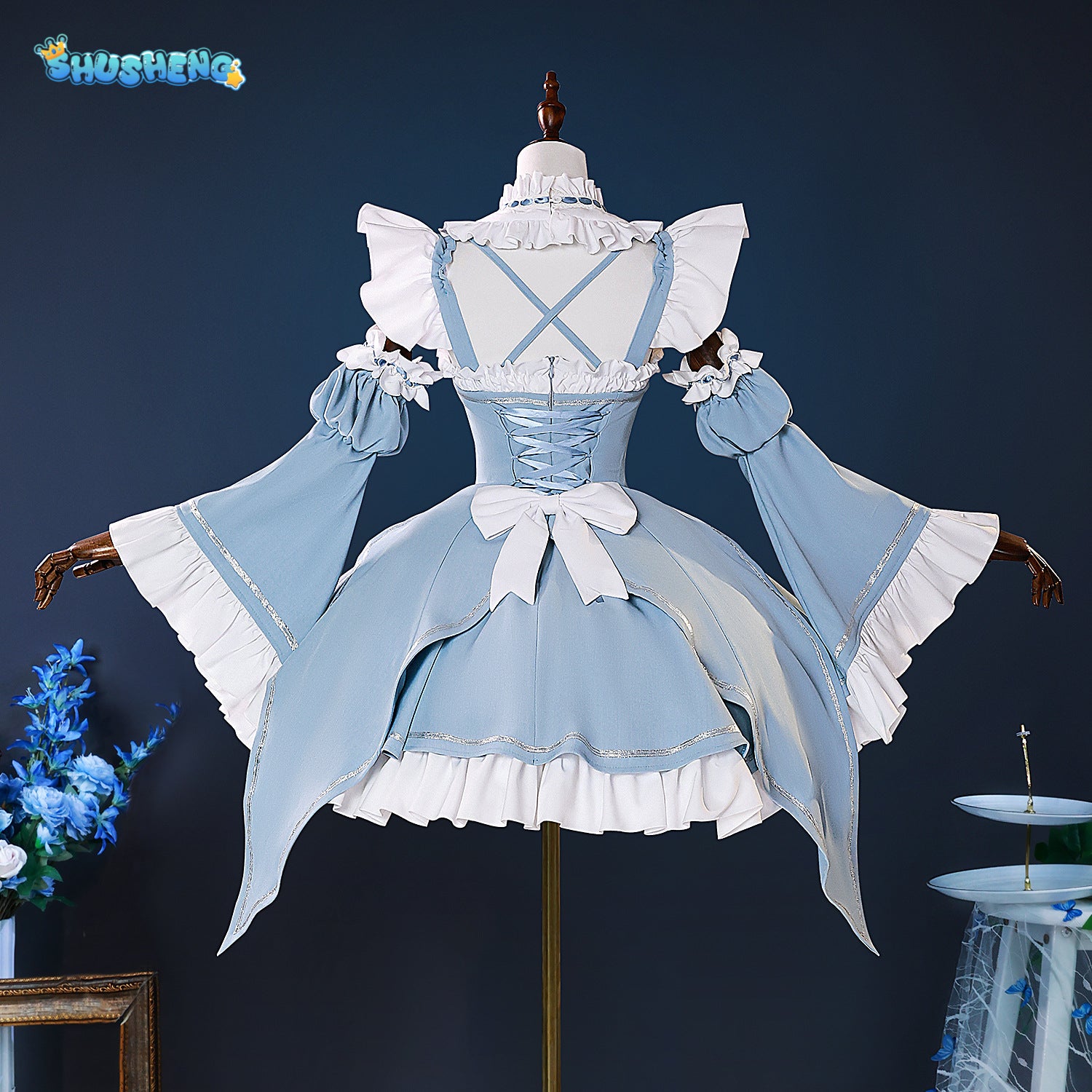 Anime Re:Zero Rem cosplay costume Halloween carnival Gothic dress Lolita Sweet dress accessories props girls Rem uniform set