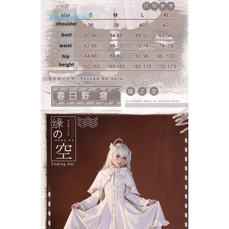 Kasugano so cosplay anime yosuno Sora costume high quality rabbit ear cloak Lolita white dress Halloween uniform in stock