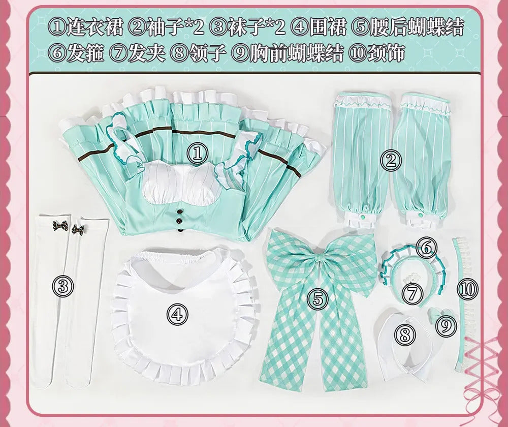 LoveLive!Superstar!!Uehara Ayumu Ruby Kurosawa Wakana Shiki Cosplay Costume Socks Apron Tie Hair Clip Wig Halloween Maid Set