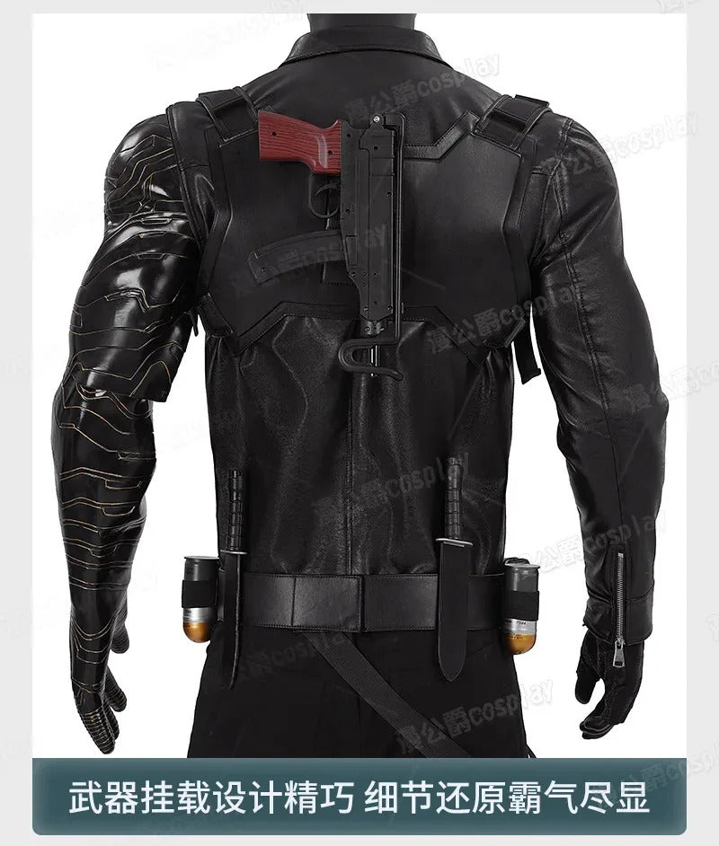Thunderbolts Bucky Barnes Cosplay Winter Soldier Costume Halloween Men's Fantasy Uniform Coat Props Shoes Accessories Net Set