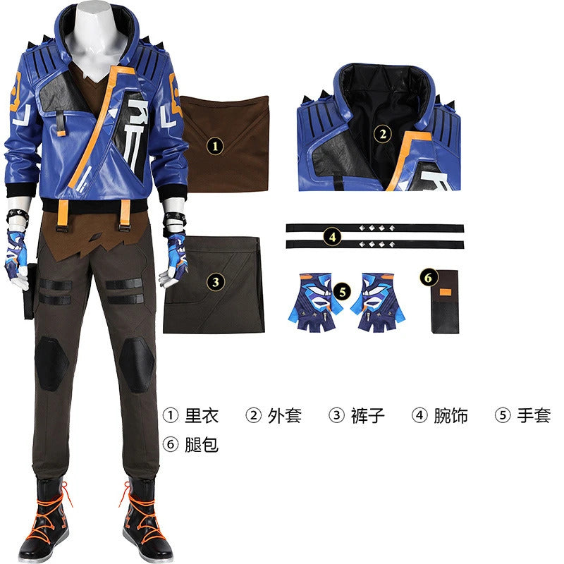 Shusheng-R Game Valorant Yoru Cosplay Men Costume Roleplay Fantasia Outfits Jacket Gloves Man Fancy Dress Up Party Clothes For Role Playing