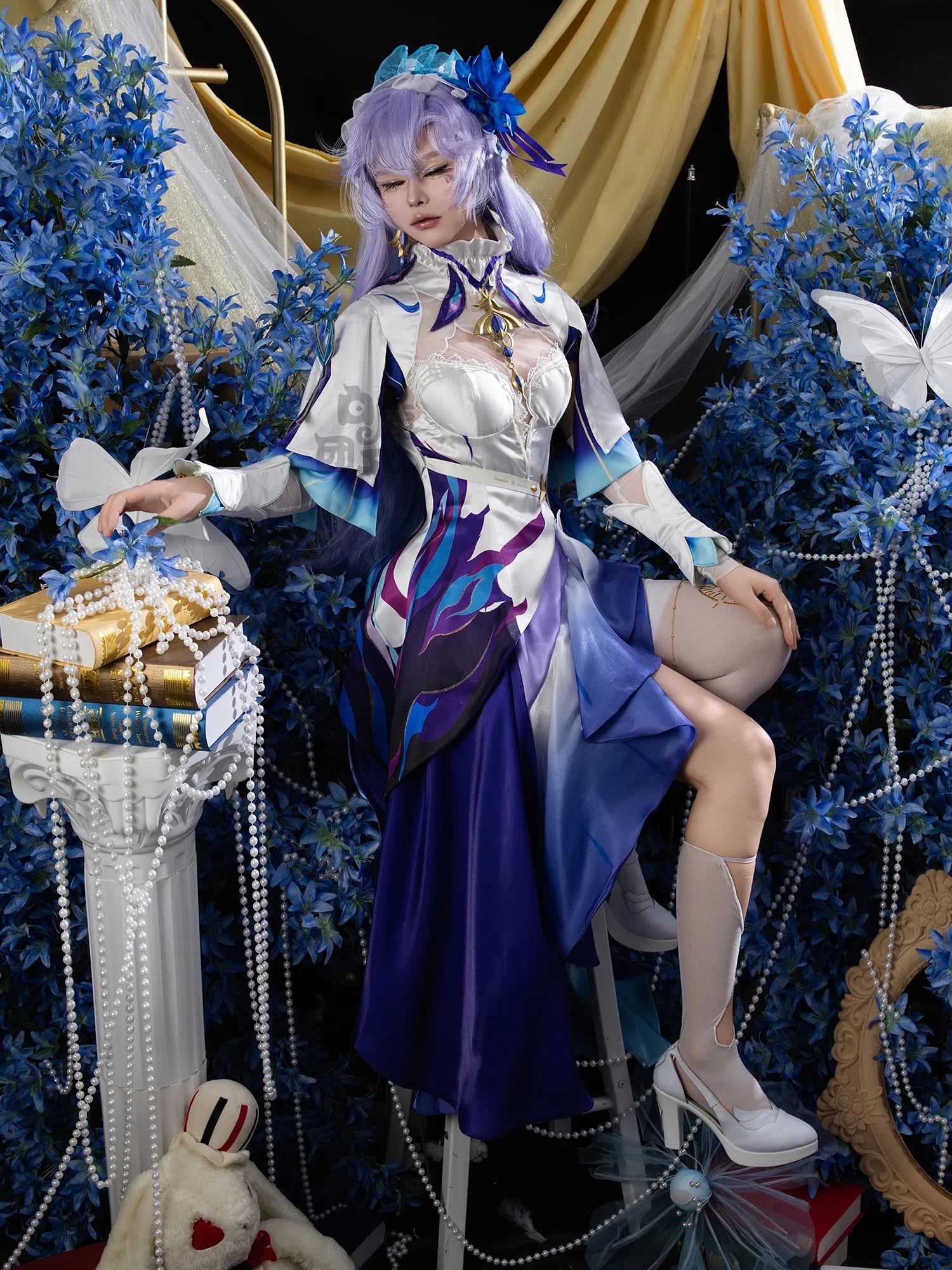 Shusheng-R Wuthering Waves Cantarella Cosplay Costume Wig Dress Headwear Earrings Rinascita Fisalia Family Halloween Party for Women Girls