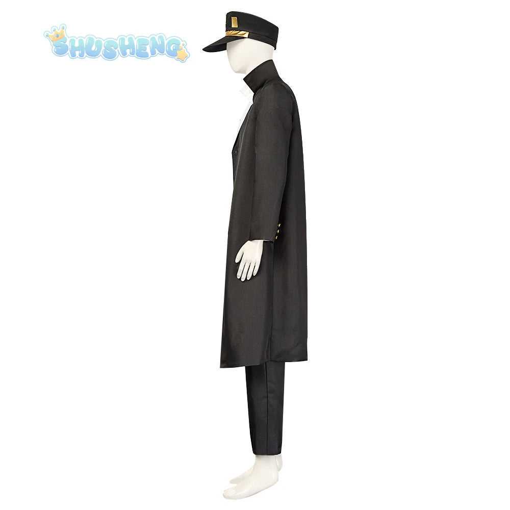 Anime JoJo's Bizarre Adventure Kujo Jotaro Cosplay Costume Hat vest coat belt Halloween carnival Woman man full set uniform