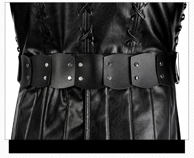 Geralt Witcher 3 Wild Hunt Cosplay Geralt Costume Men Handsome Black Leather Coat Belt Gloves Party Halloween Uniform Full Set