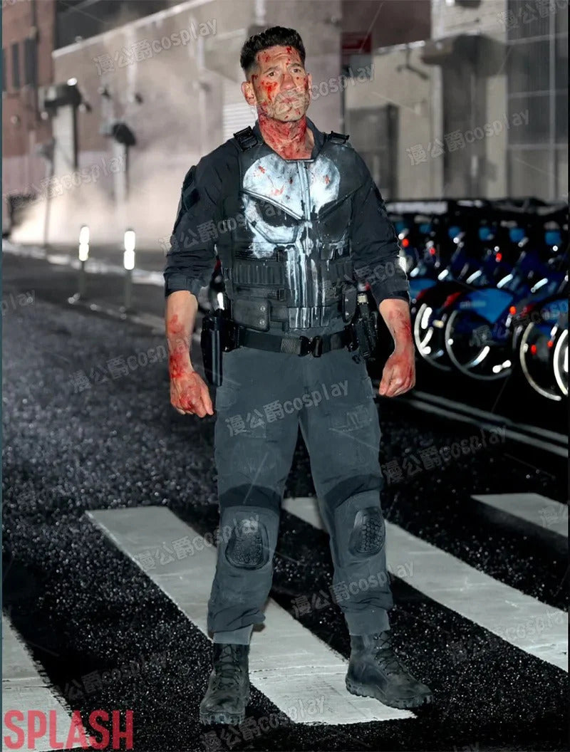 Movie Frank Castle Cosplay Daredevil Cos Born Again Costume Halloween Men's Fantasy Uniform Coat Pants Props Shoes Handsome Set