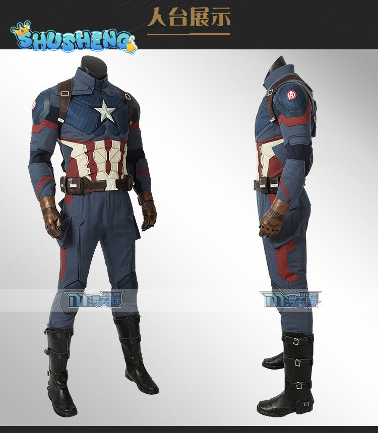 Film Avengers:Endgame Cosplay Captain America Complete set of combat clothing props jumpsuit for sale in stock