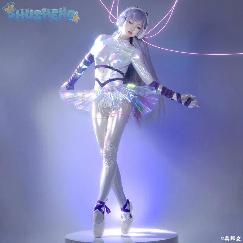 Shusheng-R Marija Game Muse Dash Cosplay Mechanical dancer Costume New sexy leather jumpsuit accessory prop Halloween party women uniform