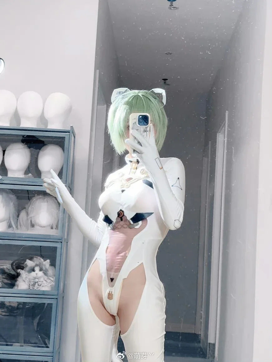 Game Azur Lane Admiral Nakhimov Cosplay Costume Women's sexy white tight fitting clothes tail props wig set Halloween uniform