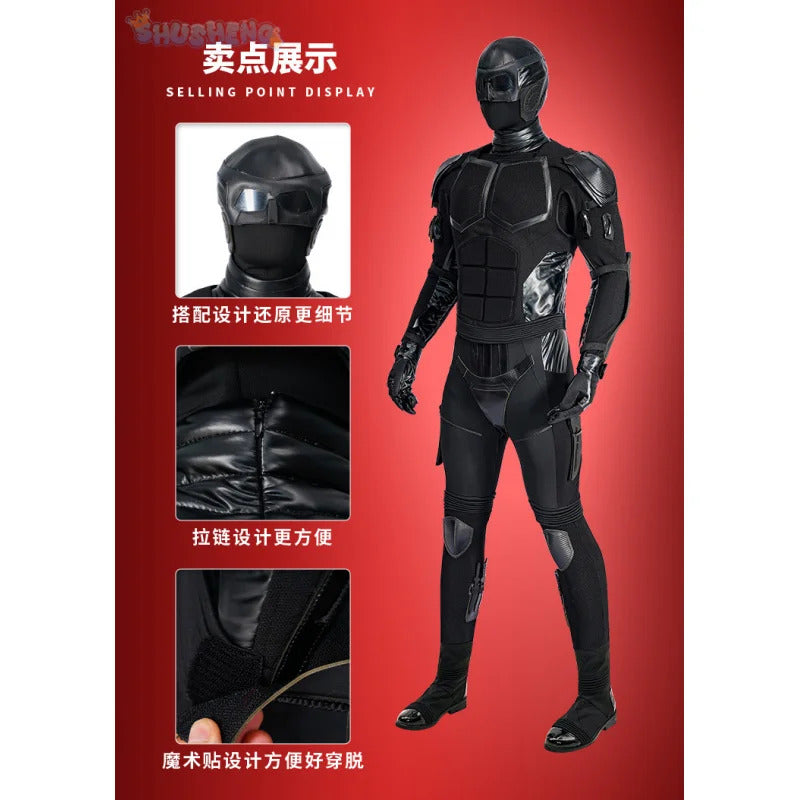 The Boys Season 2 Black Noir Cosplay Costume Black Jumpsuit Halloween Carnival Superhero Battle Noir Outfit Adult Men Helmets